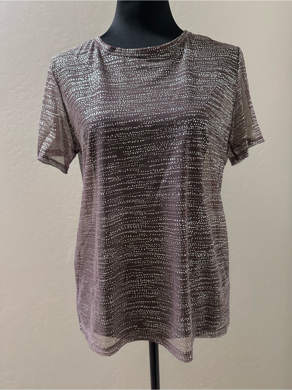 Victoria's Secret Mauve Short Sleeve Metallic Dot Tee